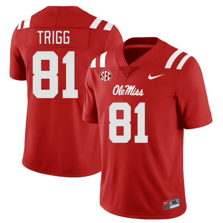 Ole Miss Rebels #81 Michael Trigg College Football Jerseyes Stitched Sale-Red